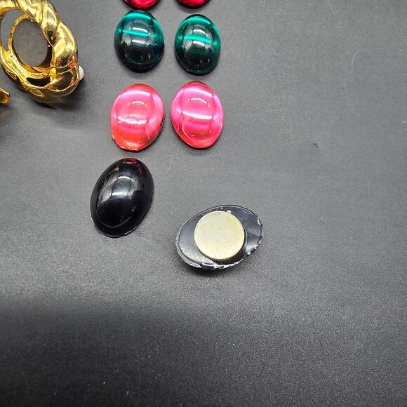 Interchangeable Clip On Earrings Gold Tone Moghul Cabochon Vintage Jewelry - Picture 3 of 10